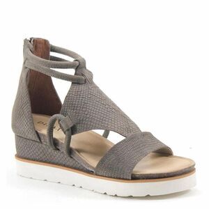 DIBA TRUE Women’s Taupe Snake Print Leather Platform Sandals Size 10